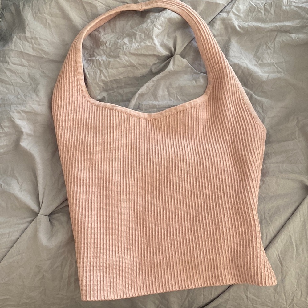 Pink Babaton sculpt knit halter